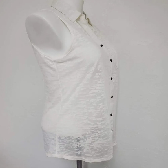 VANITY | White Burnout Collared Lattice Tank - Picture 2 of 10